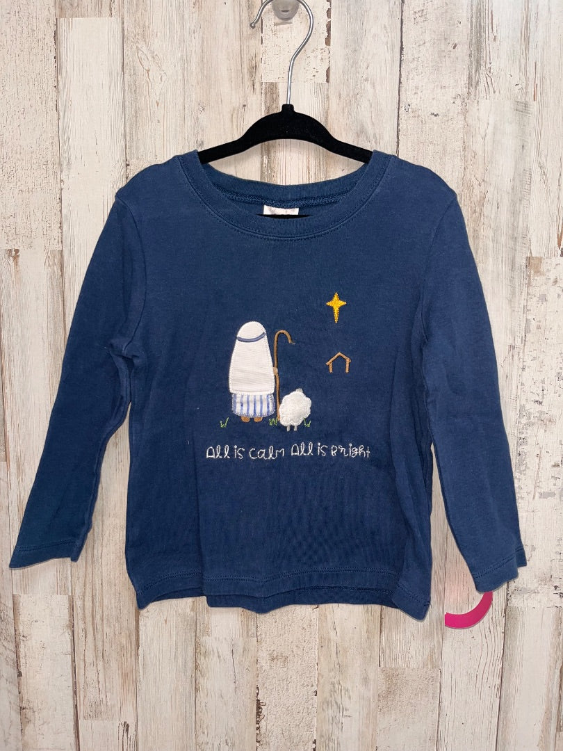 NAVY ARB BLANKS ALL IS CALM EMBROIDERED TEEE, BOY 2T