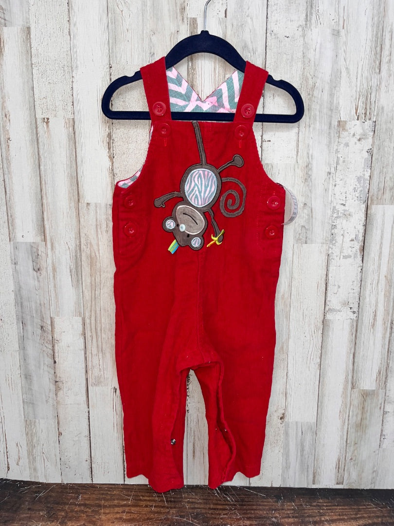 RED MUDPIE MONKEY CORDUROY OVERALLS, BOY 2T/3T