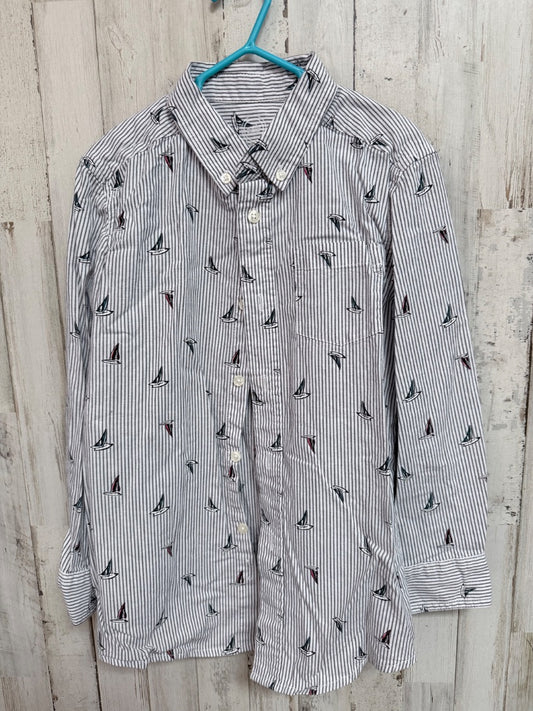 WHITE WONDER NATION SAILBOAT BUTTON UP, BOYS 6/7