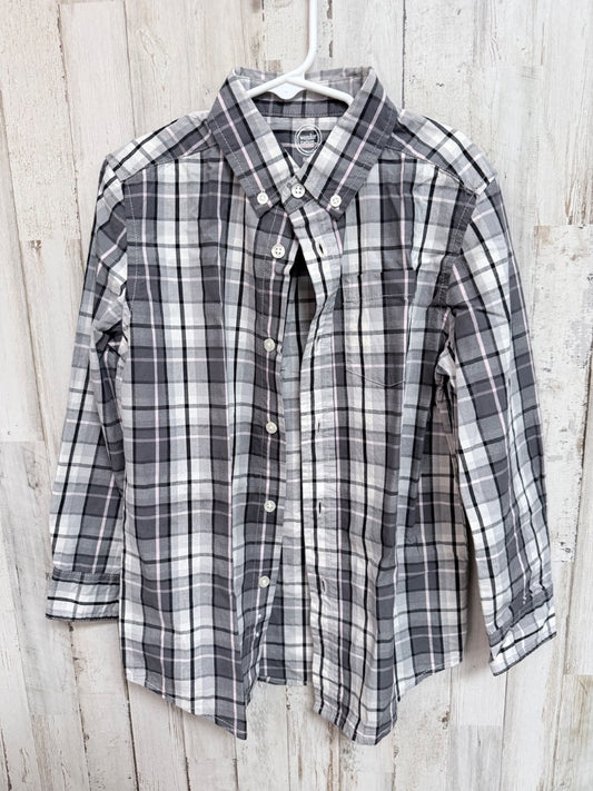 GREY WONDER NATION PLAID BUTTON UP, BOYS 6/7