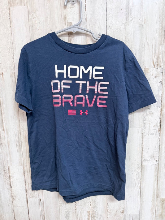 NAVY UNDER ARMOUR BRAVE TEE, BOYS 8