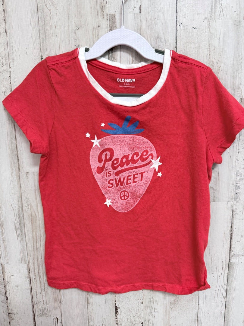 RED OLD NAVY PEACE IS SWEET TEE, GIRLS 6/7