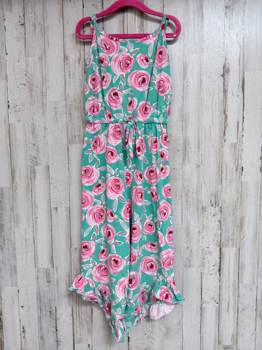 GREEN/PINK MILLIE JAY FLOWER ROMPER, GIRLS 6