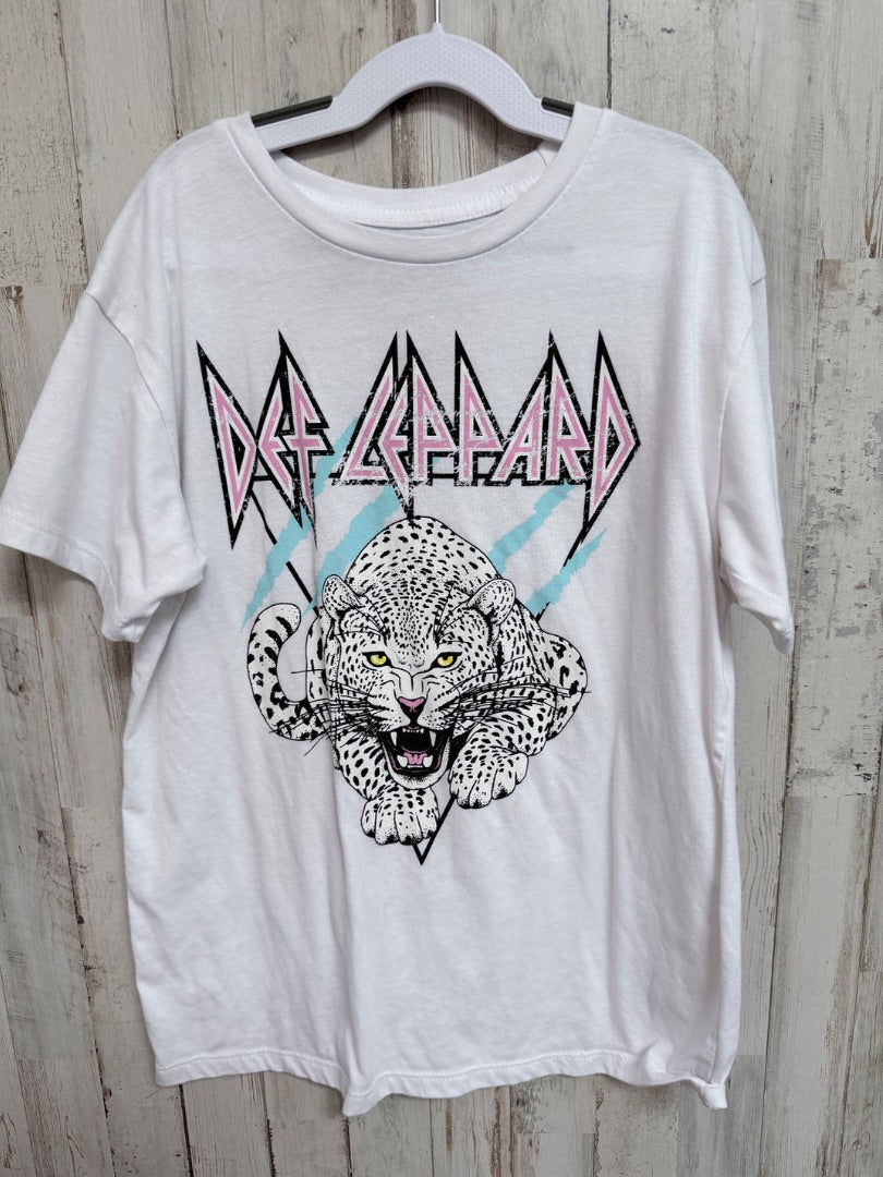 WHITE WONDER NATION DEF LEOPARD TEE, GIRLS 10/12