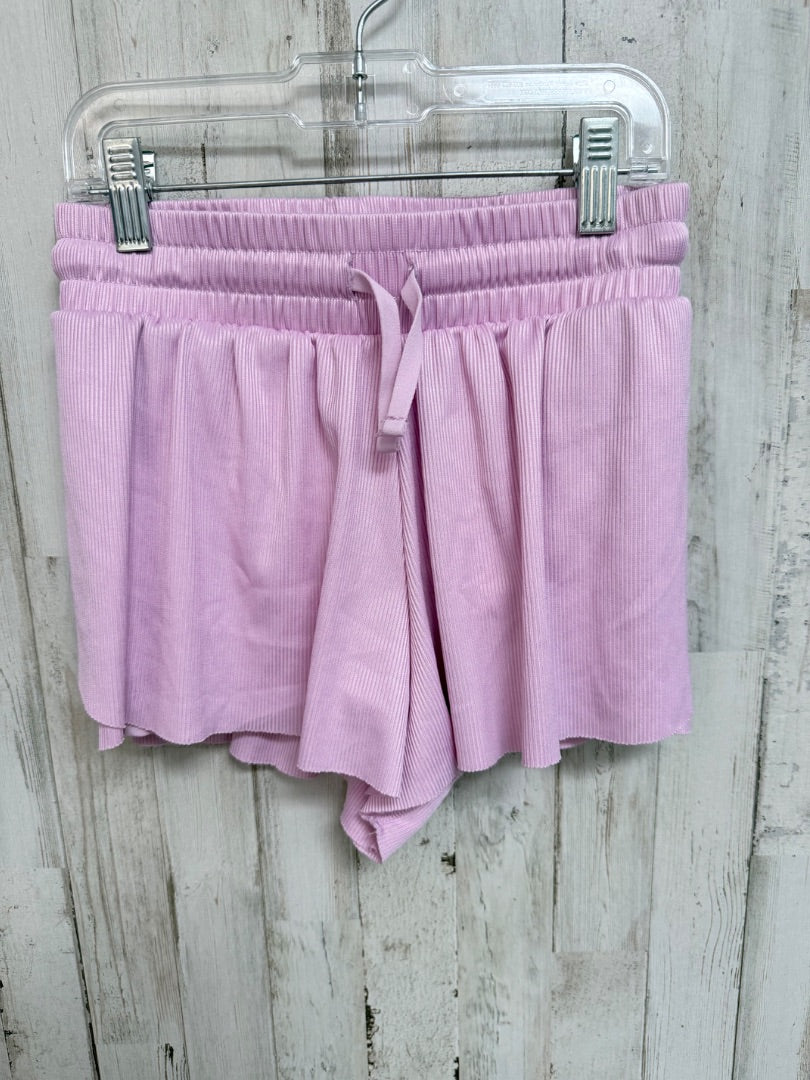 PINK YOGALICIOUS RIBBED FLUTTER SHORTS, GIRLS 10