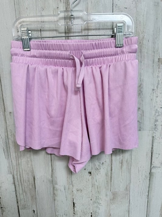 PINK YOGALICIOUS RIBBED FLUTTER SHORTS, GIRLS 10