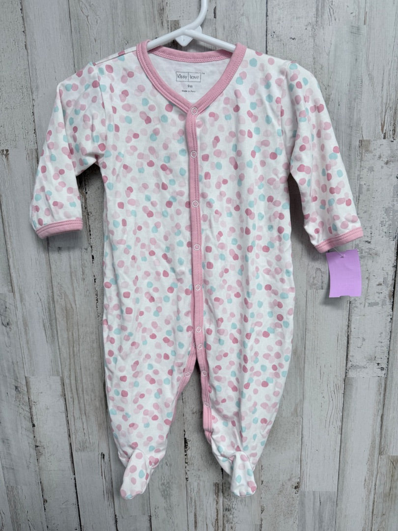 WHITE KISSY LOVE POLKA DOT SLEEPER, GIRLS 9M