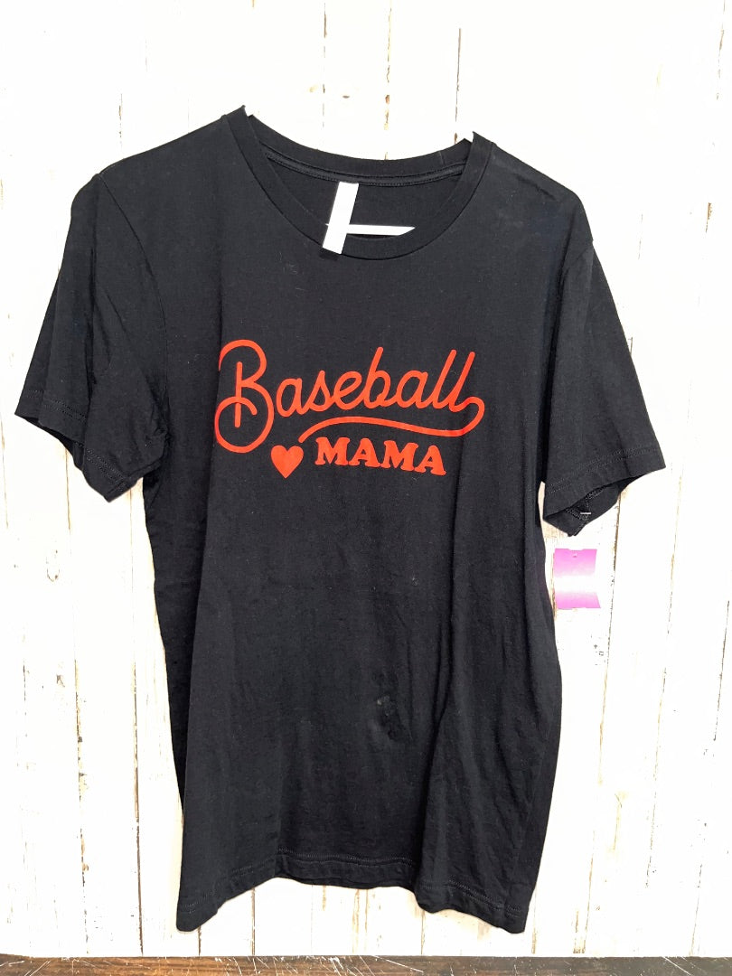 BLACK BELLA BASEBALL MAMA TEE, LADIES M