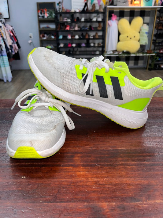 WHITE/LIME ADIDAS CLOUDFOAM, SHOES Y5.5