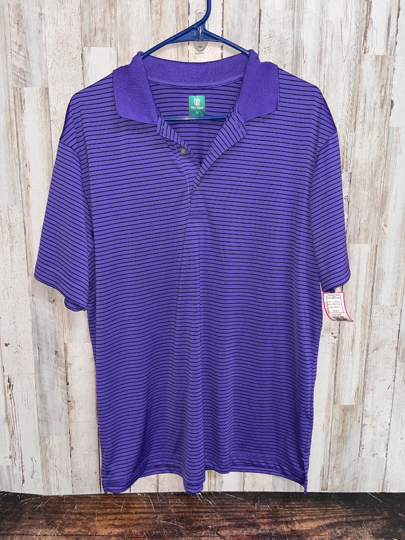 PURPLE PRO TOUR STRIPE DRY FIT POLO, MEN M
