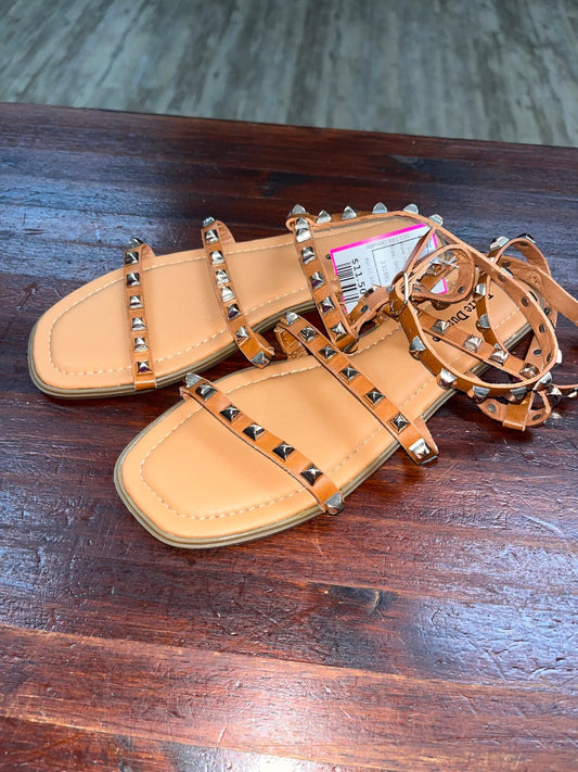 TAN PIERRE DUMAS NEW STUDDED STRAP SANDALS, SHOES A6
