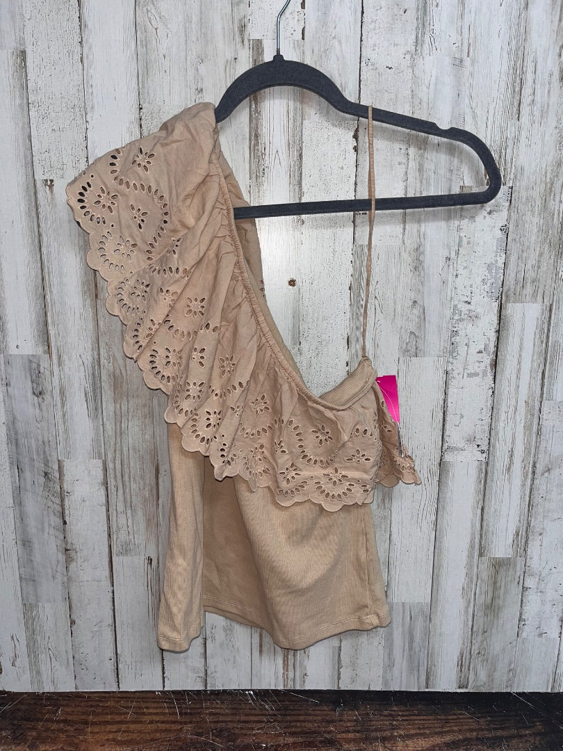 LIGHT BROWN OLD NAVY NEW ONE SHOULDER EYELIT TOP, LADIES L