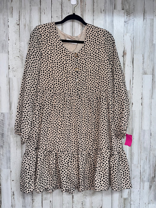 TAN/BLACK HAYDEN SPOTTED BUTTON TIER DRESS, LADIES S