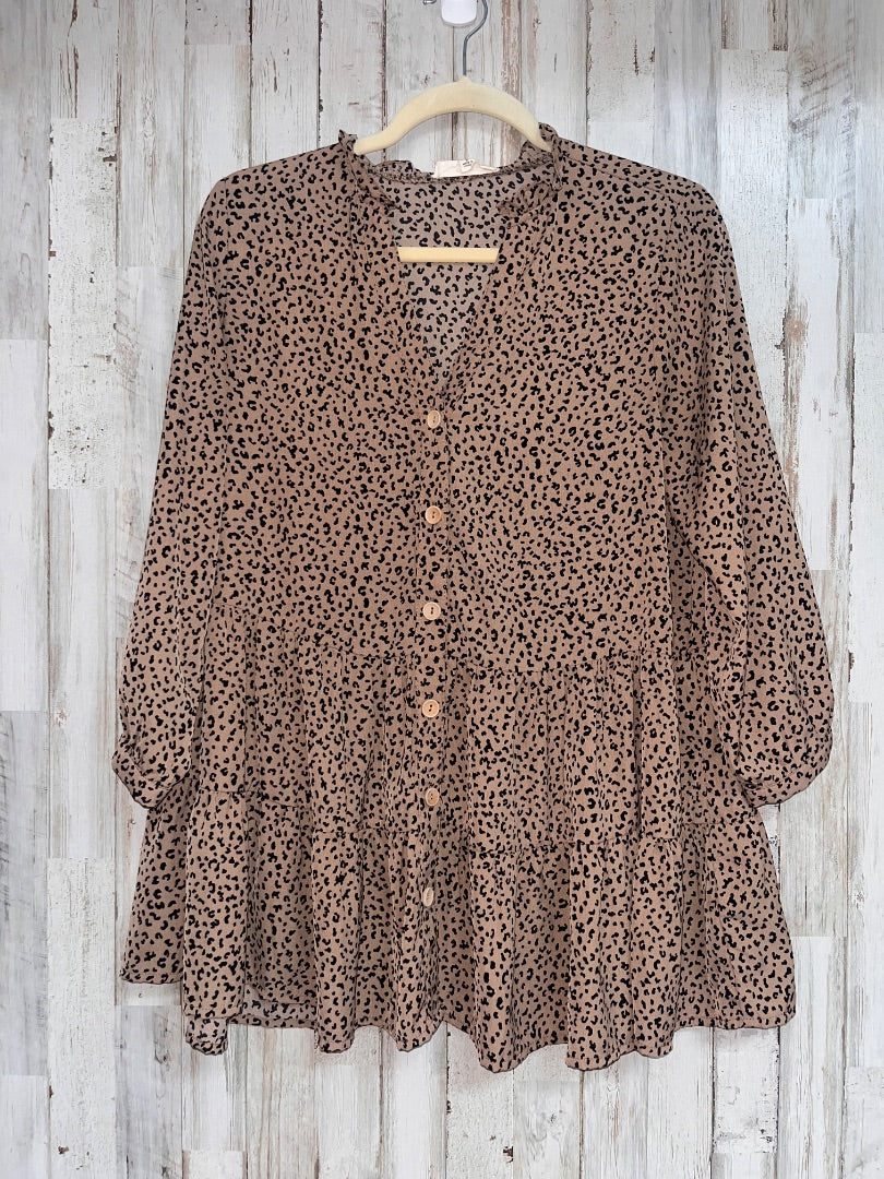 TAN/BLACK ENTRO CHEETAH BUTTON TIER TOP, LADIES S