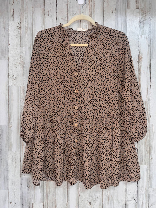 TAN/BLACK ENTRO CHEETAH BUTTON TIER TOP, LADIES S