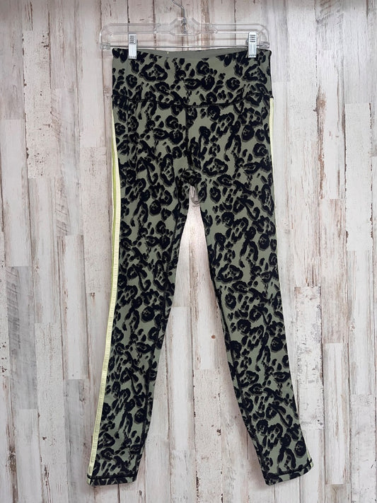 GREEN VICTORIAS SECRET LEOPARD STRIPE SIDE LEGGINGS, LADIES M