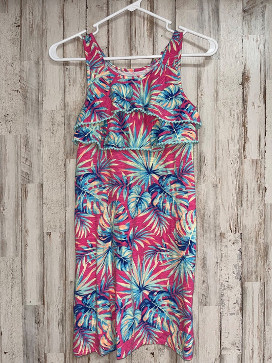 PINK WONDER NATION PALM LEAF POM POM DRESS, GIRL 10/12