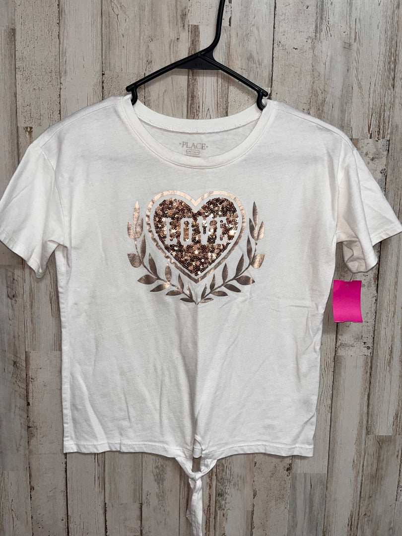 WHITE CHILDRENS PLACE LOVE SEQUIN TEE, GIRL 10/12