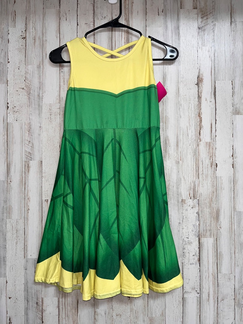 GREEN/YELLOW BOUTIQUE LEAF PRINT TWIRL DRESS, GIRL 10/12