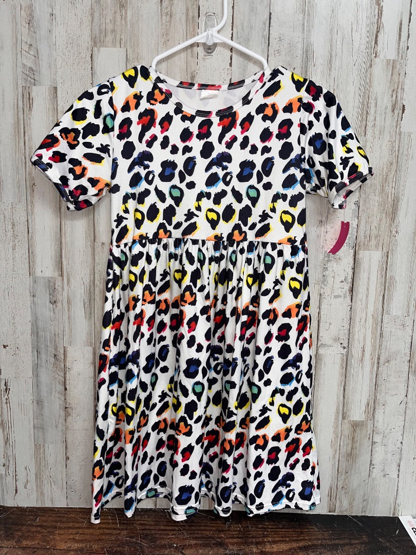 WHITE BOUTIQUE COLORFUL CHEETAH SOFT TWIRL DRESS, GIRL 10/12