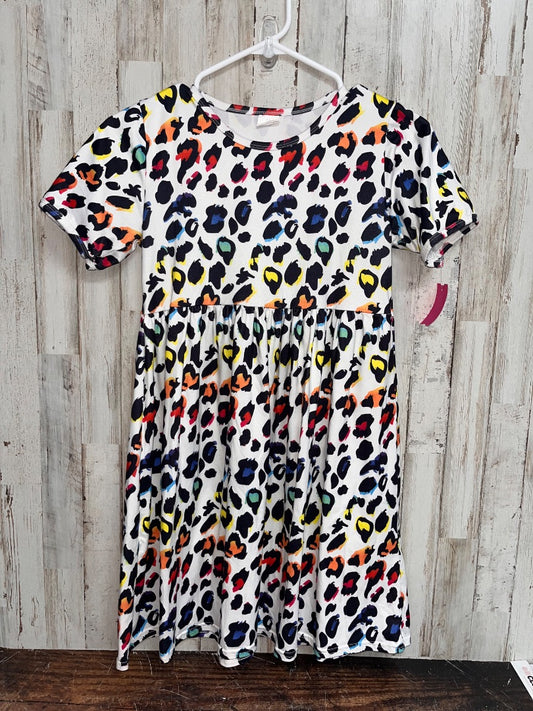 WHITE BOUTIQUE COLORFUL CHEETAH SOFT TWIRL DRESS, GIRL 10/12