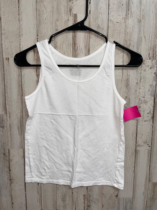 WHITE HANES COTTON TANK, GIRL 14/16