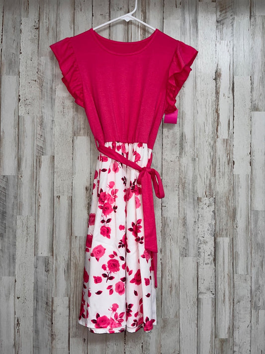 PINK  FLORAL BELTED DRESS, GIRL 14/16