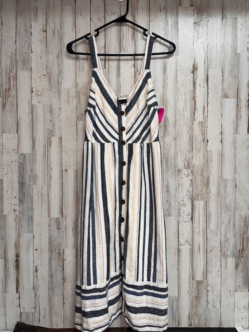 BLUE/IVORY UNIVERSAL THREAD STRIPE BUTTON DRESS, LADIES S