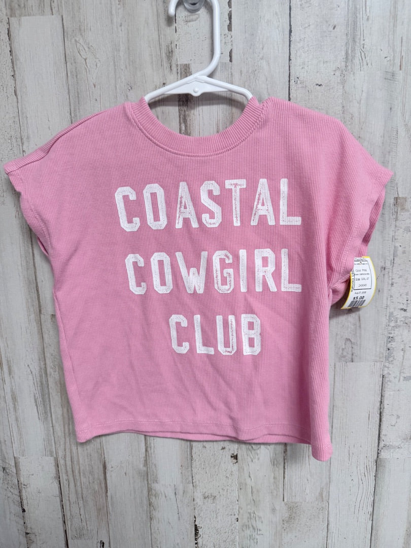 PINK GRAYSON MINI COASTAL COWGIRL RIBBED TEE, GIRL 4T