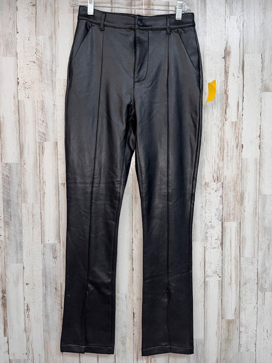 BLACK SHINESTAR FRONT PLEAT FAUX LEATHER PANTS, LADIES S