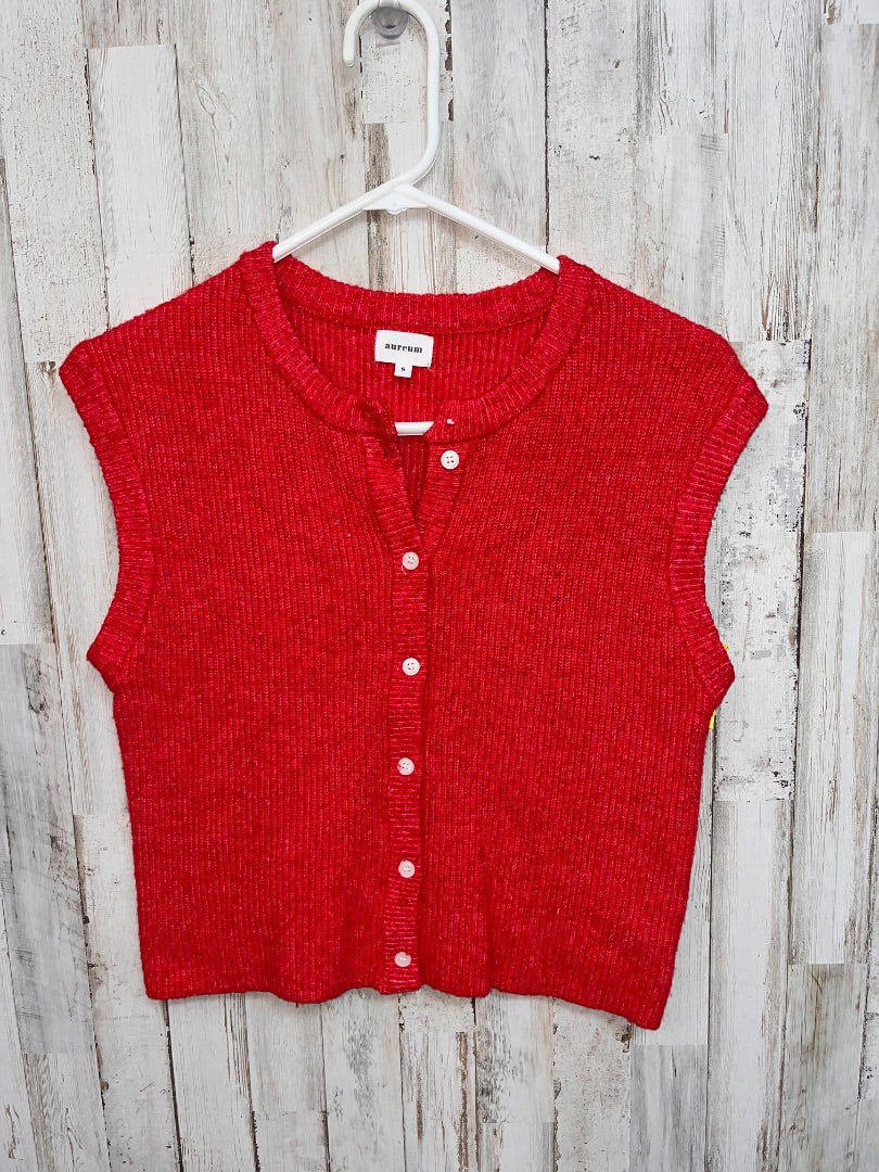 RED AUREUM BUTTON SWEATER VEST, LADIES S