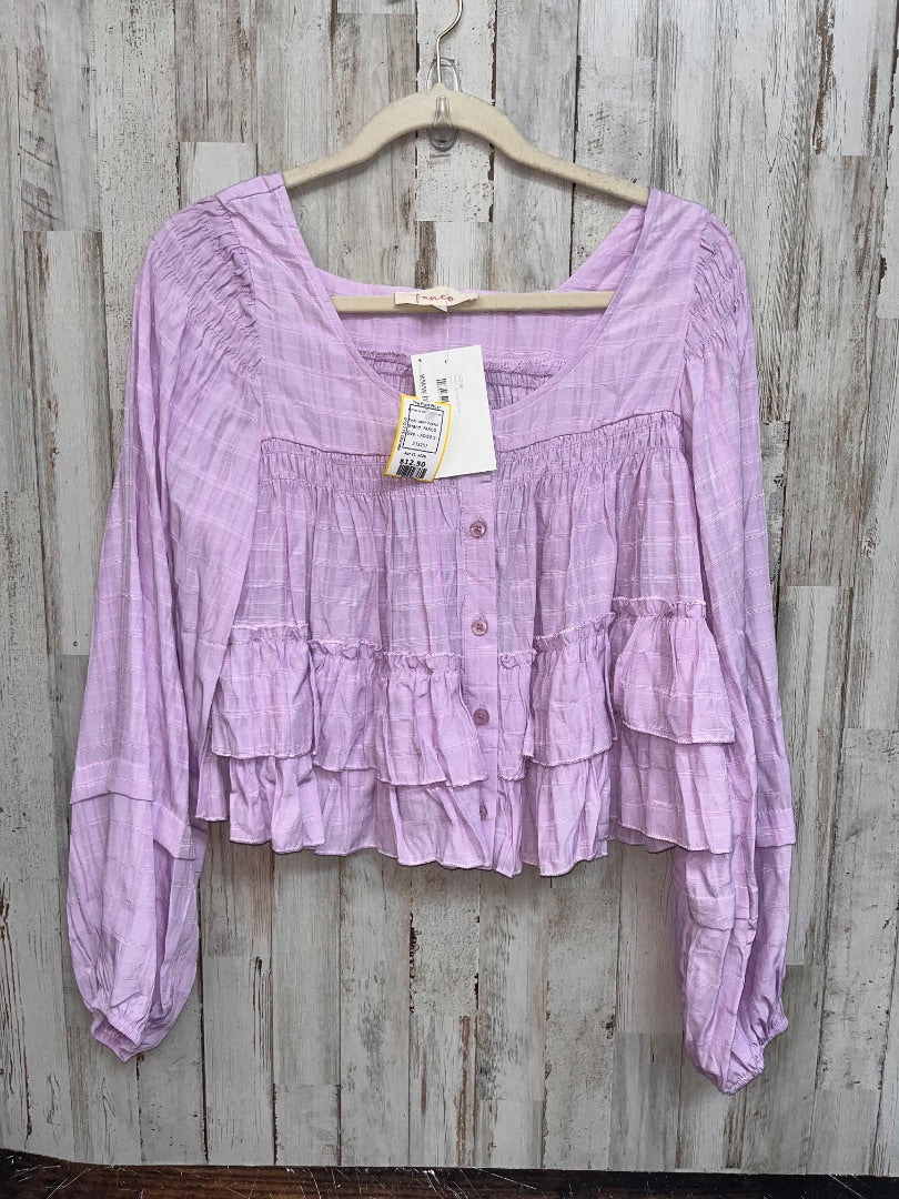 LIGHT PURPLE FANCO BUTTON UP TIER PEASANT TOP, LADIES S