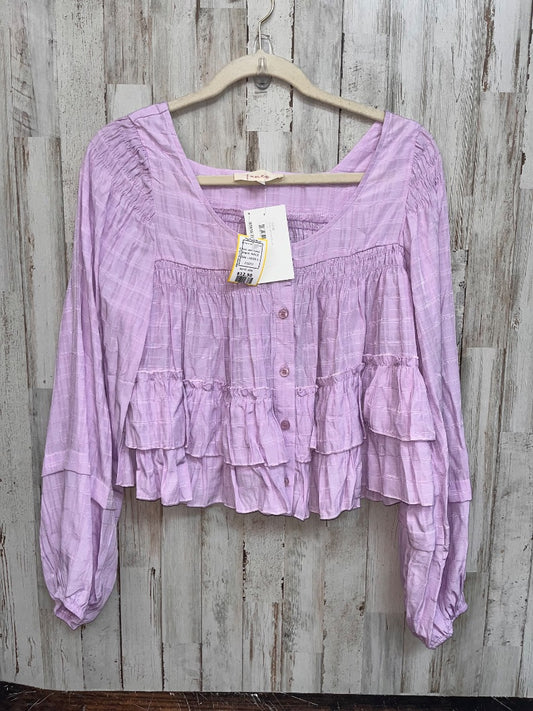 LIGHT PURPLE FANCO BUTTON UP TIER PEASANT TOP, LADIES S
