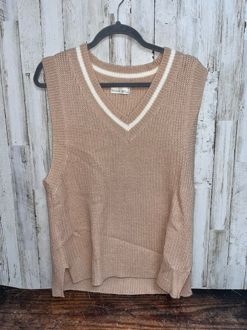 TAN BECOOL KNIT SWEATER VEST, LADIES M/L