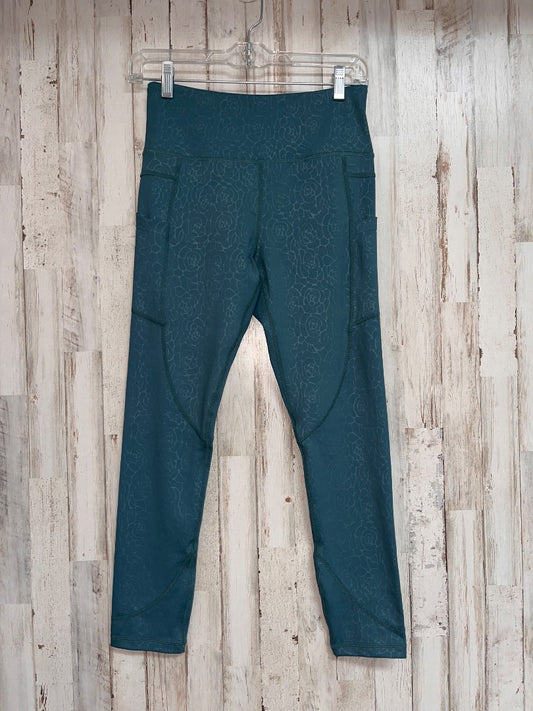 TEAL ZYIA FLOWER PRINT LEGGINGS SZ 6-8, LADIES M