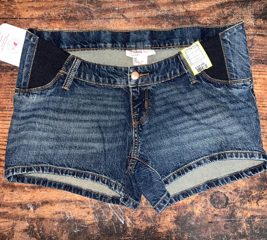 DARK DENIM ISABEL MATERNITY NEW SZ 4 MIDI SHORTS, MATERNITY