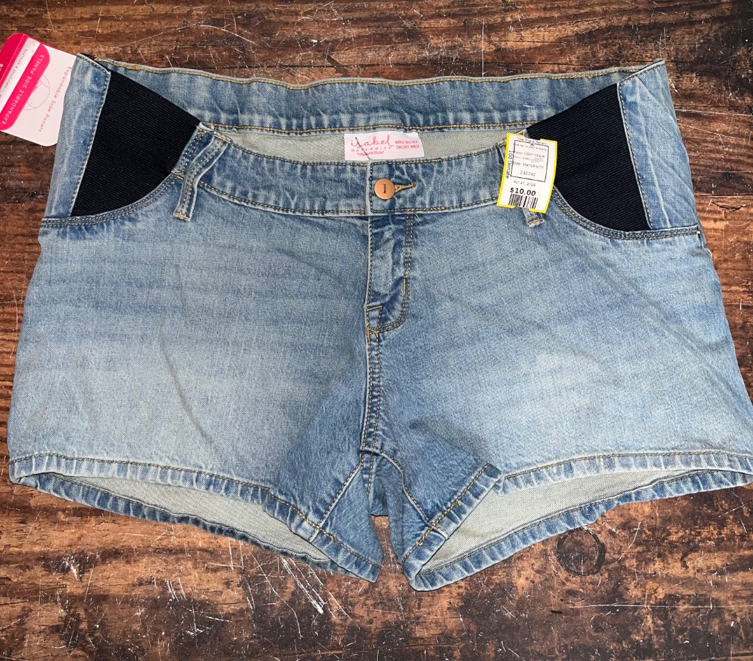 LIGHT DENIM ISABEL MATERNITY NEW SZ 10 MIDI SHORTS, MATERNITY