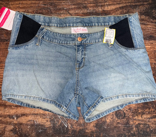 LIGHT DENIM ISABEL MATERNITY NEW SZ 10 MIDI SHORTS, MATERNITY