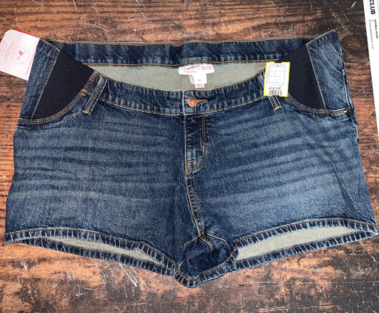 DARK DENIM ISABEL MATERNITY NEW SZ 16 MIDI SHORTS, MATERNITY