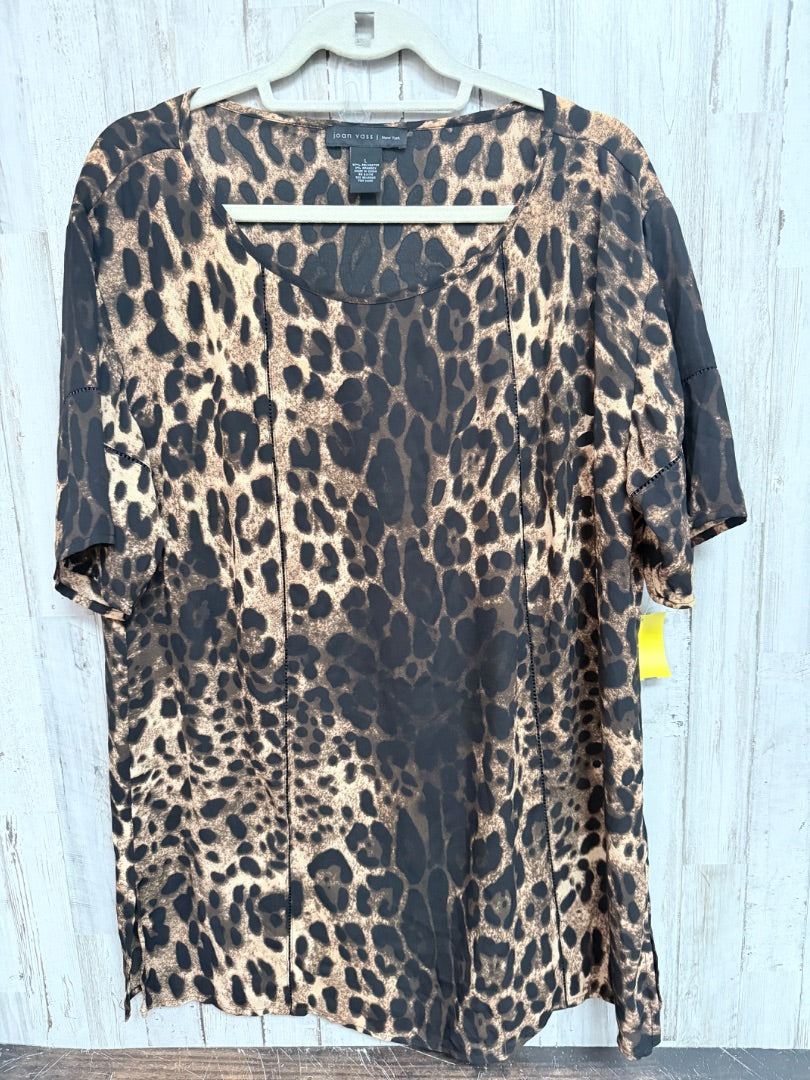 BROWN JAN VASS LEOPARD SILKY TOP, LADIES L