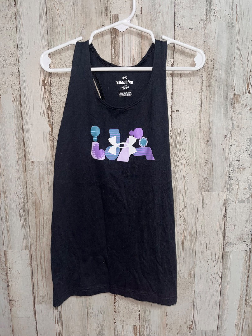 BLACK UNDER ARMOUR LOGO TANK, GIRLS 6