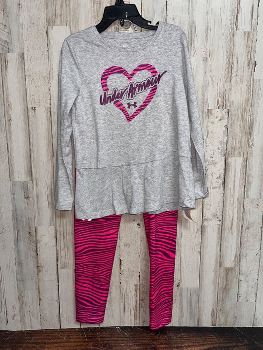 GREY UNDER ARMOUR LOGO 2PC SET, GIRLS 6