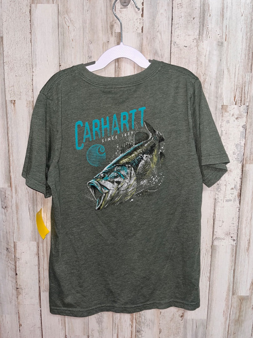 OLIVE CARHARTT FISH POCKET TEE, BOY 8/10