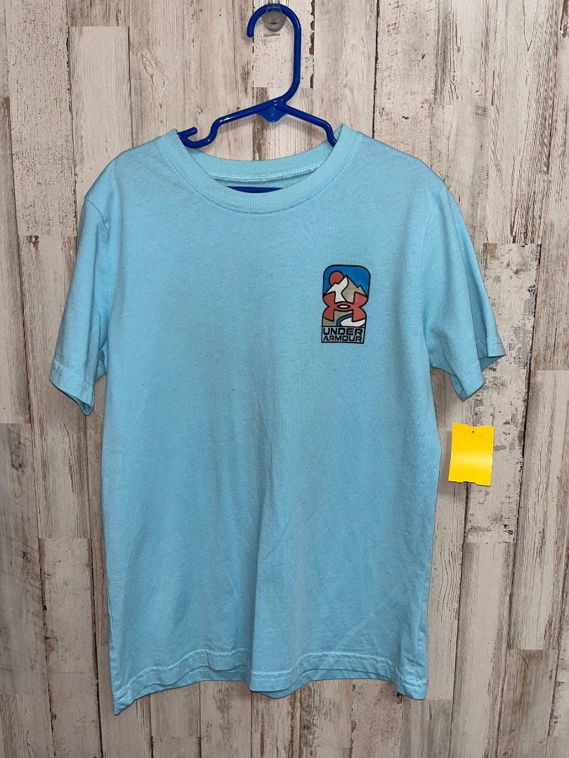 BLUE UNDER ARMOUR MOUNTAIN PRINT LOGO TEE, BOY 10/12