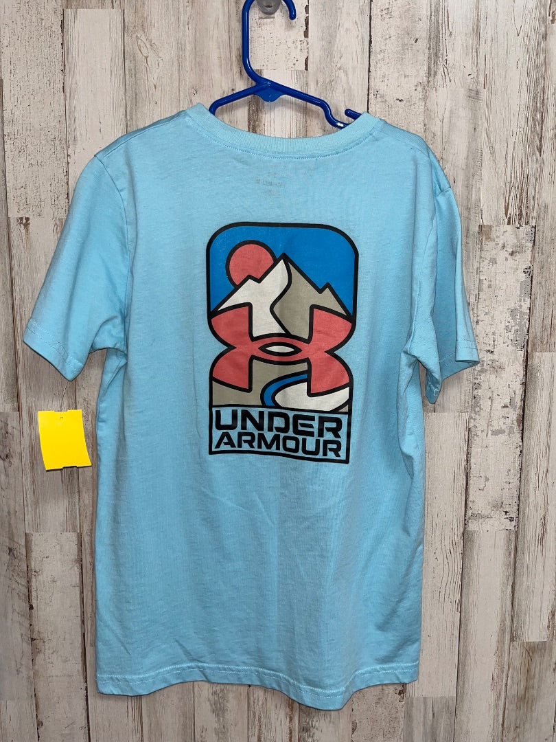 BLUE UNDER ARMOUR MOUNTAIN PRINT LOGO TEE, BOY 10/12