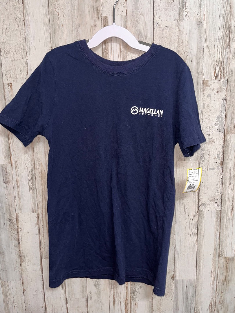 NAVY MAGELLAN SHARK LOGO TEE, BOY 8/10