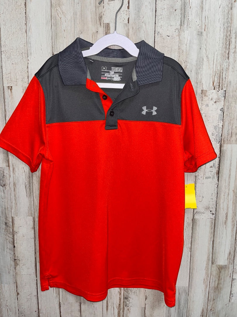 ORANGE/GREY UNDER ARMOUR DRY FIT POLO, BOY 10/12
