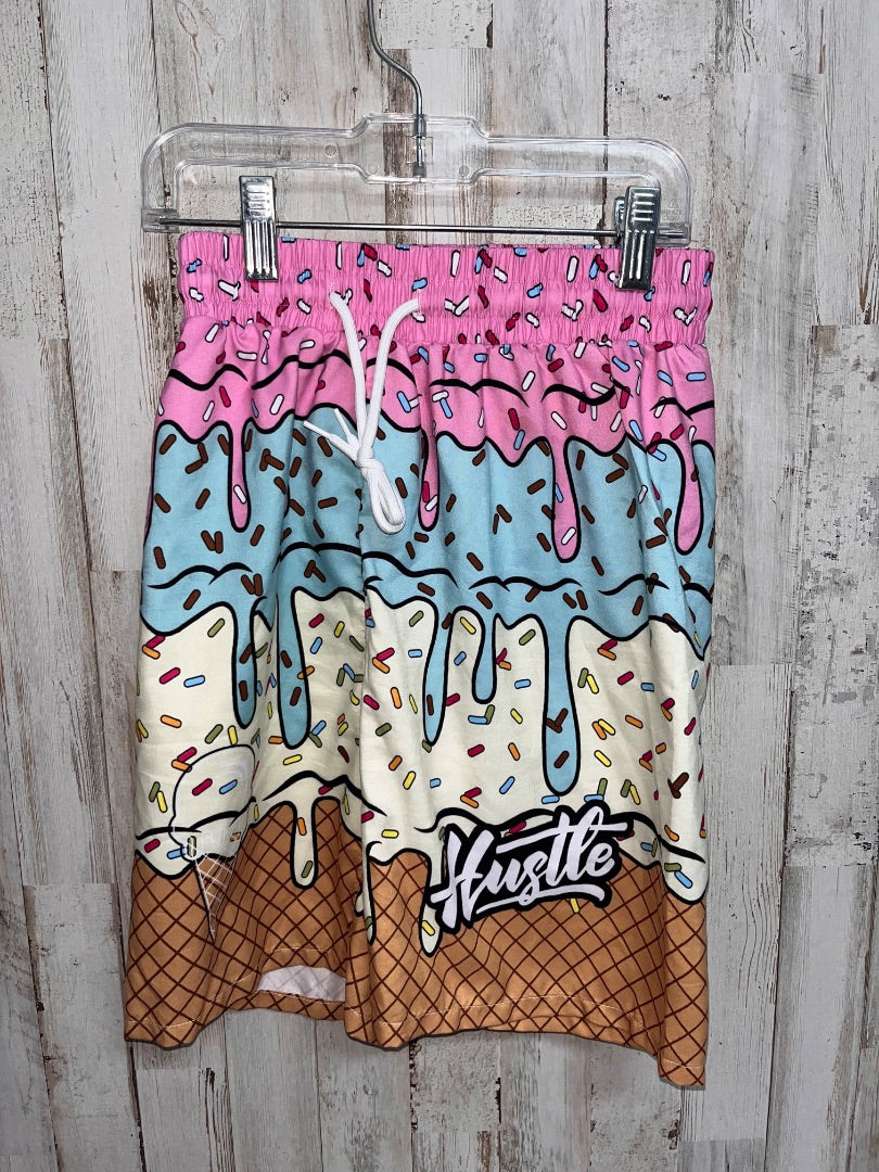 BLUE SHEIN ICE CREAM DRIP SWIM SHORTS, BOY 10