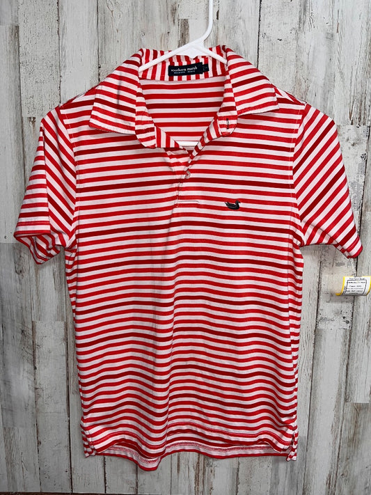 RED SOUTHERN MARSH STRIPE DRY FIT POLO, BOY 10/12