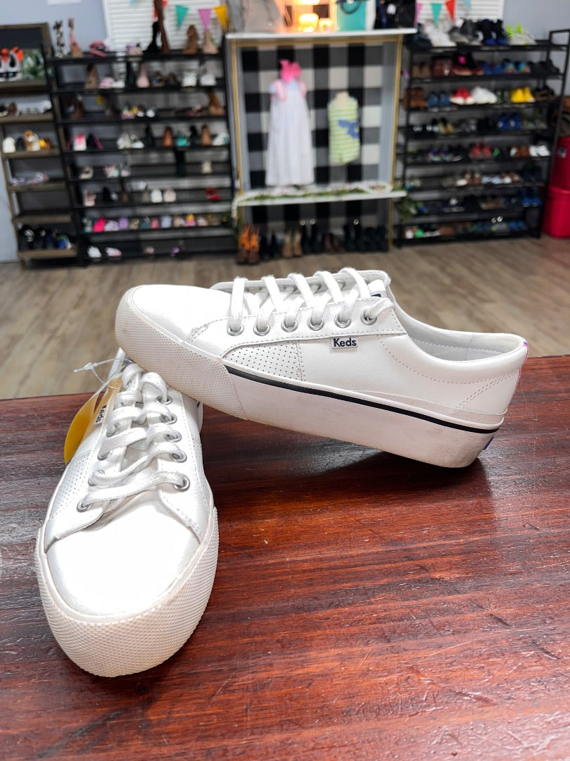 WHITE KEDS LEATHER SNEAKERS, SHOES A7.5